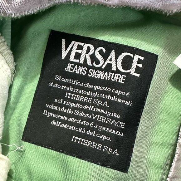 Vintage Y2K Versace Crushed Iridescent Green Velvet Track Suit Small - Picture 13 of 15